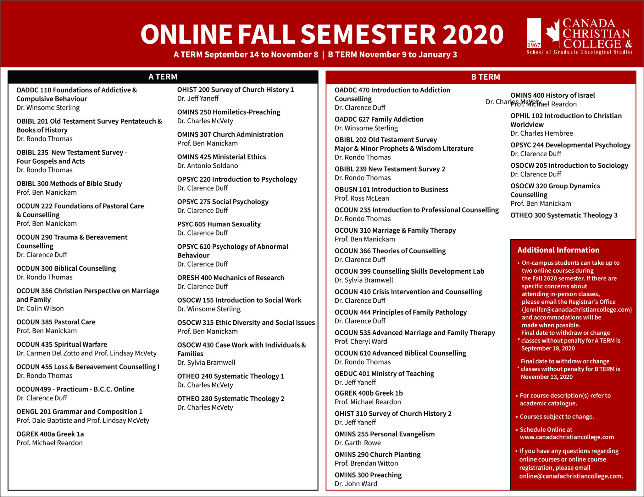 Online Summer Semester01 Canada Christian College