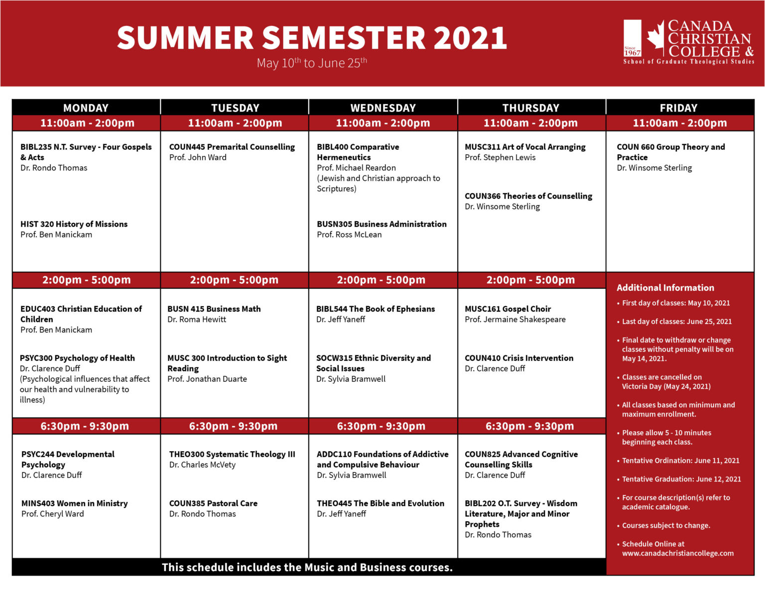 Summer Semester 2021 | Canada Christian College