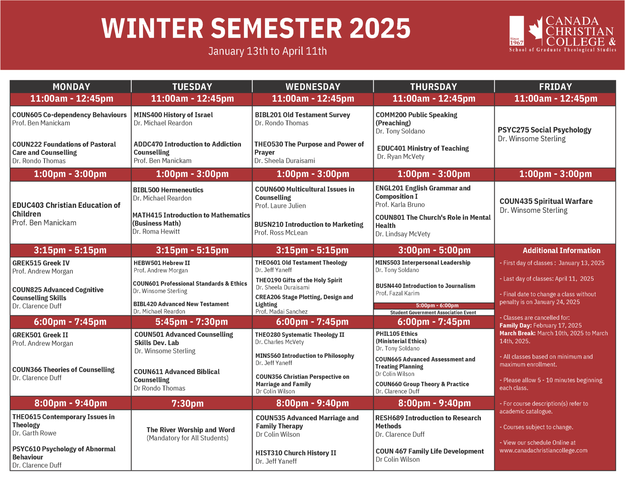 Winter 2025 General Canada Christian College