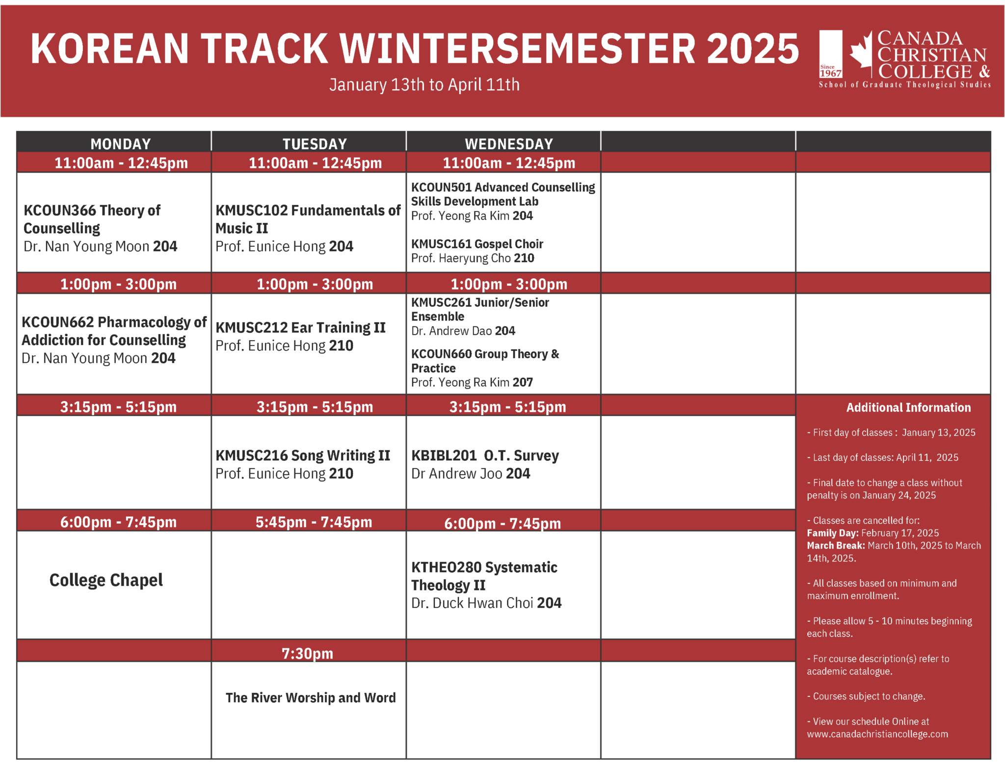 Winter 2025 Korean Department (3) Canada Christian College